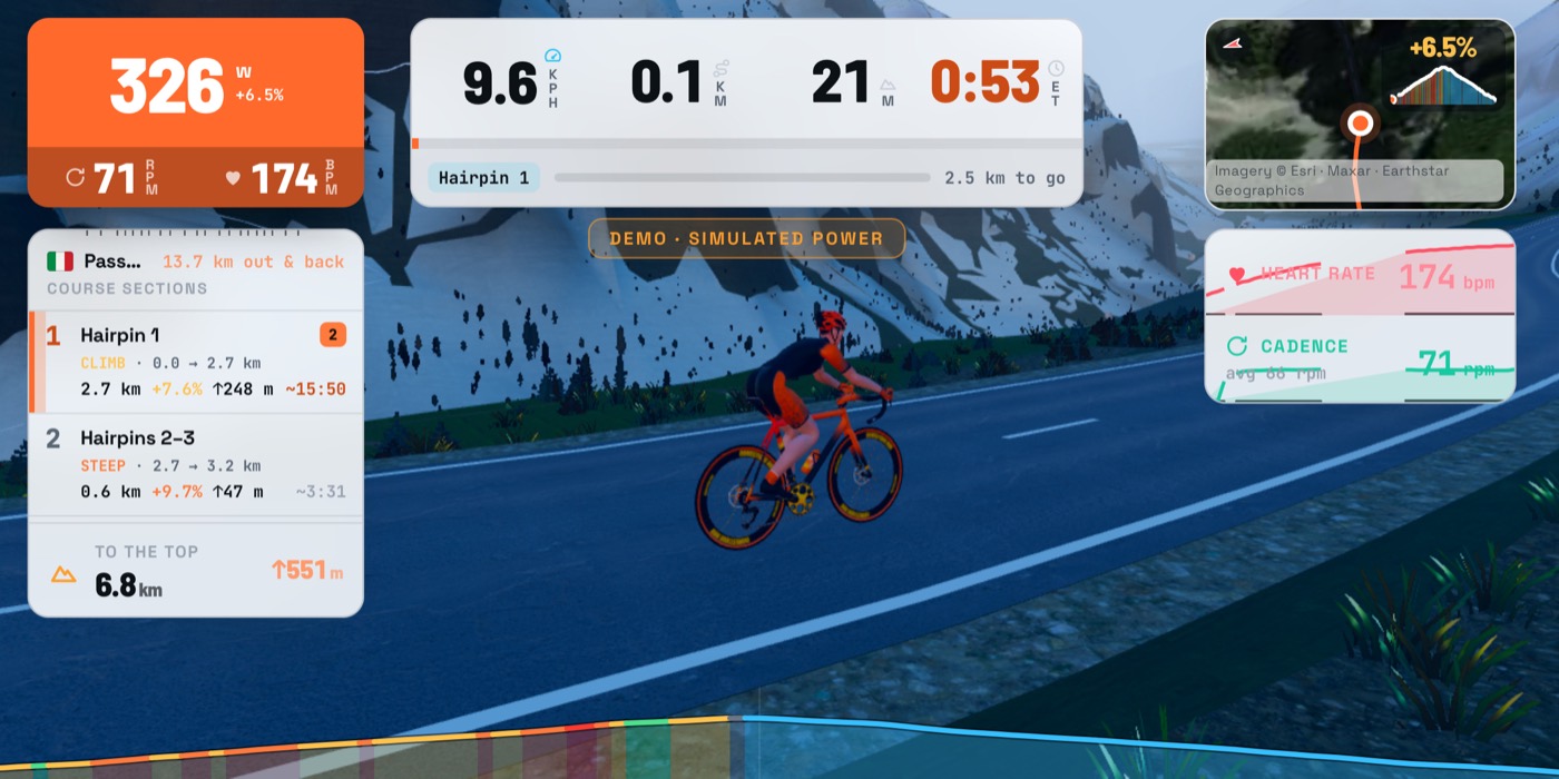 Riding the Stelvio in 3D on a smart trainer