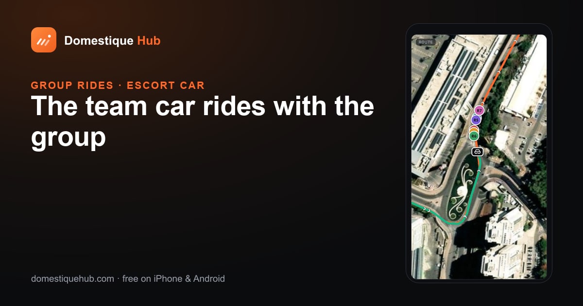 The escort car behind the group on the live map