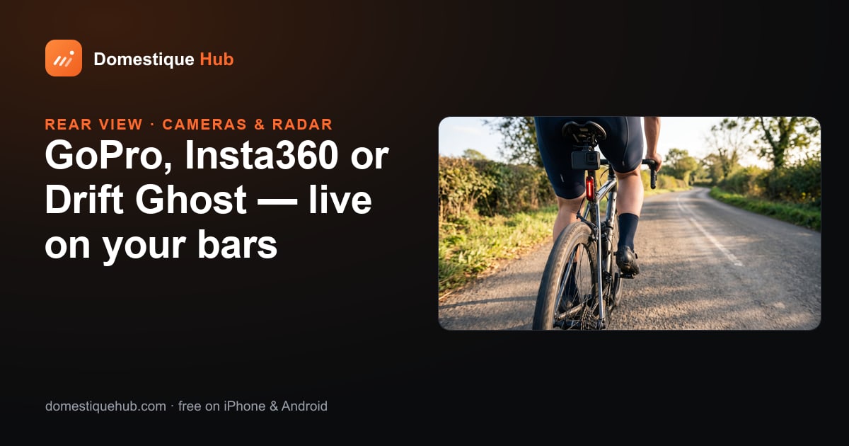 A road bike with a rear camera and radar under the saddle and a phone on the bars