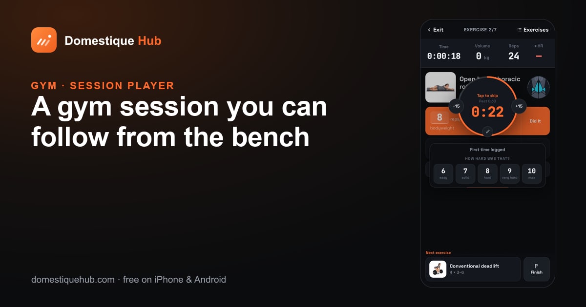 The gym session player mid-rest, with the next set ready